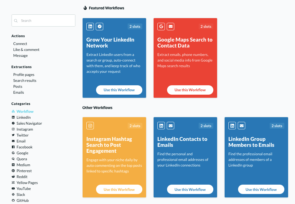 phantombuster workflows