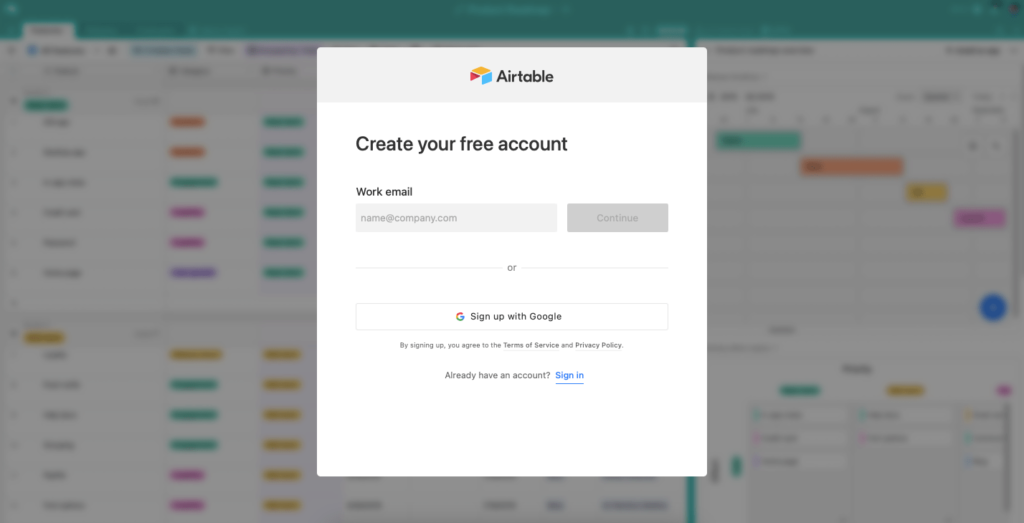 airtable free account