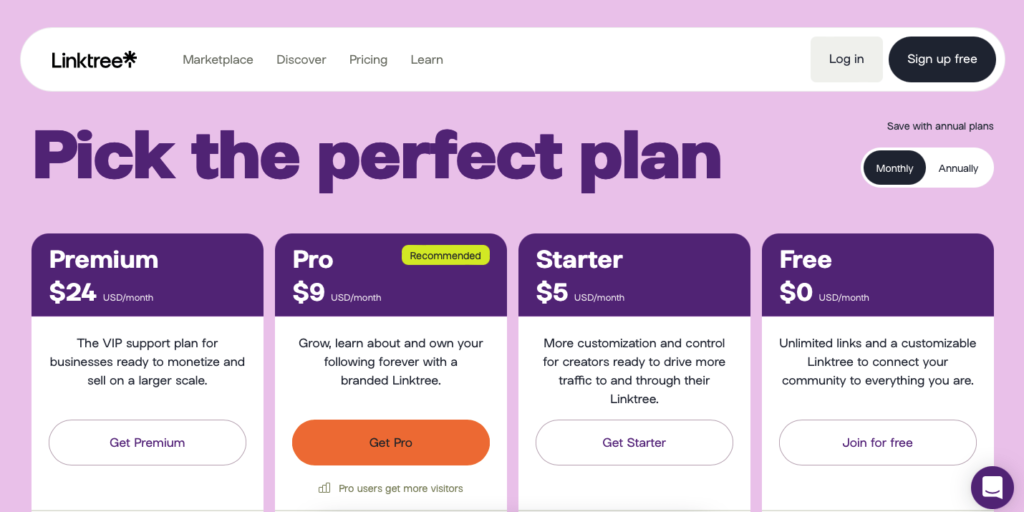 linktree pricing
