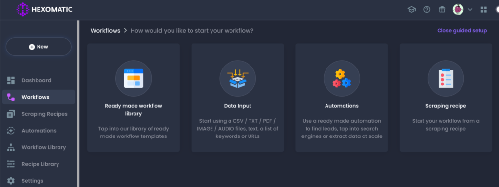 Hexomatic Workflows