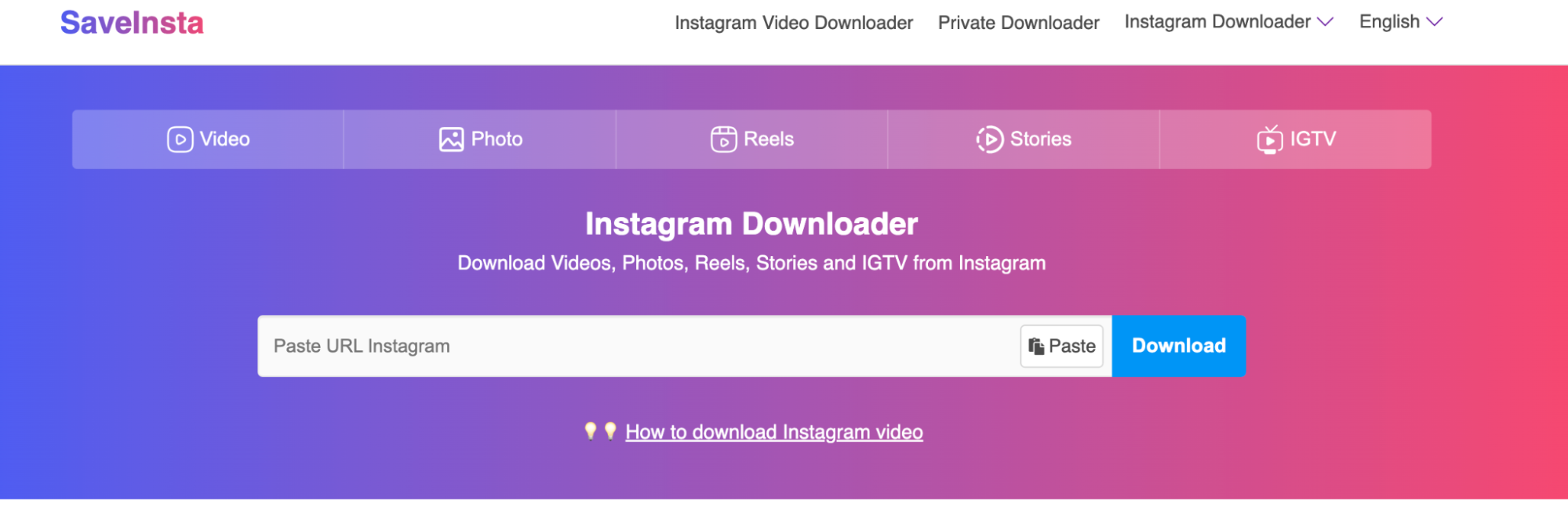 savinsta IG video downloader