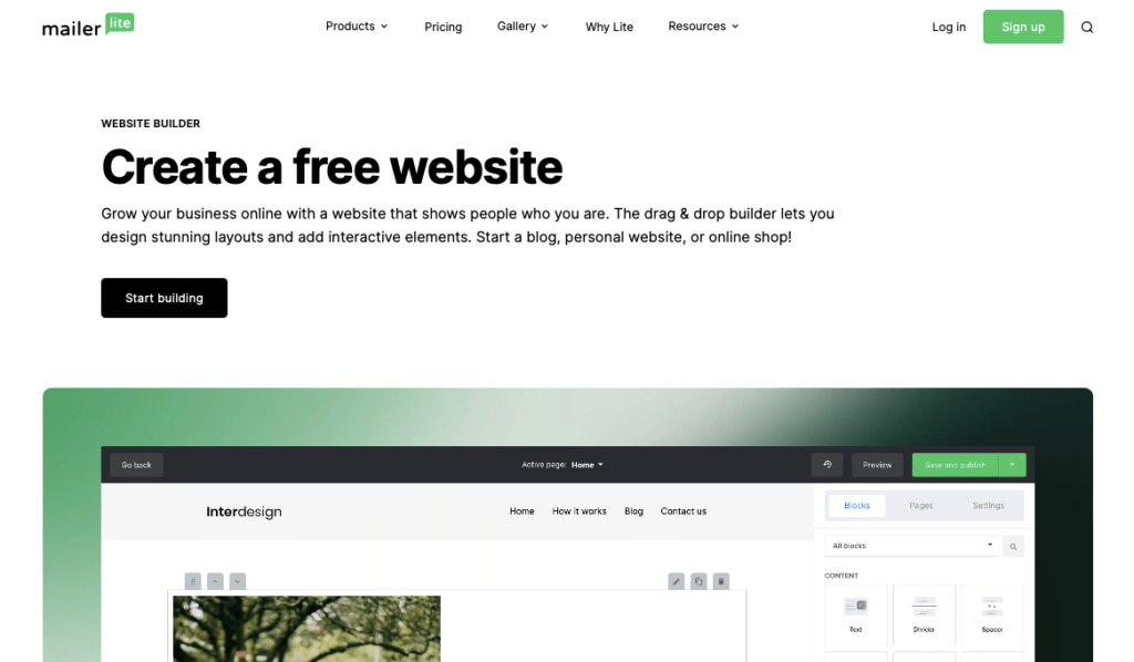 create a free website mailerlite