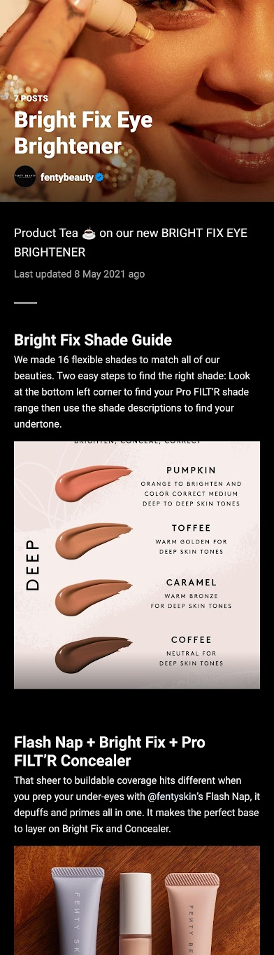 fenty instagram product guides